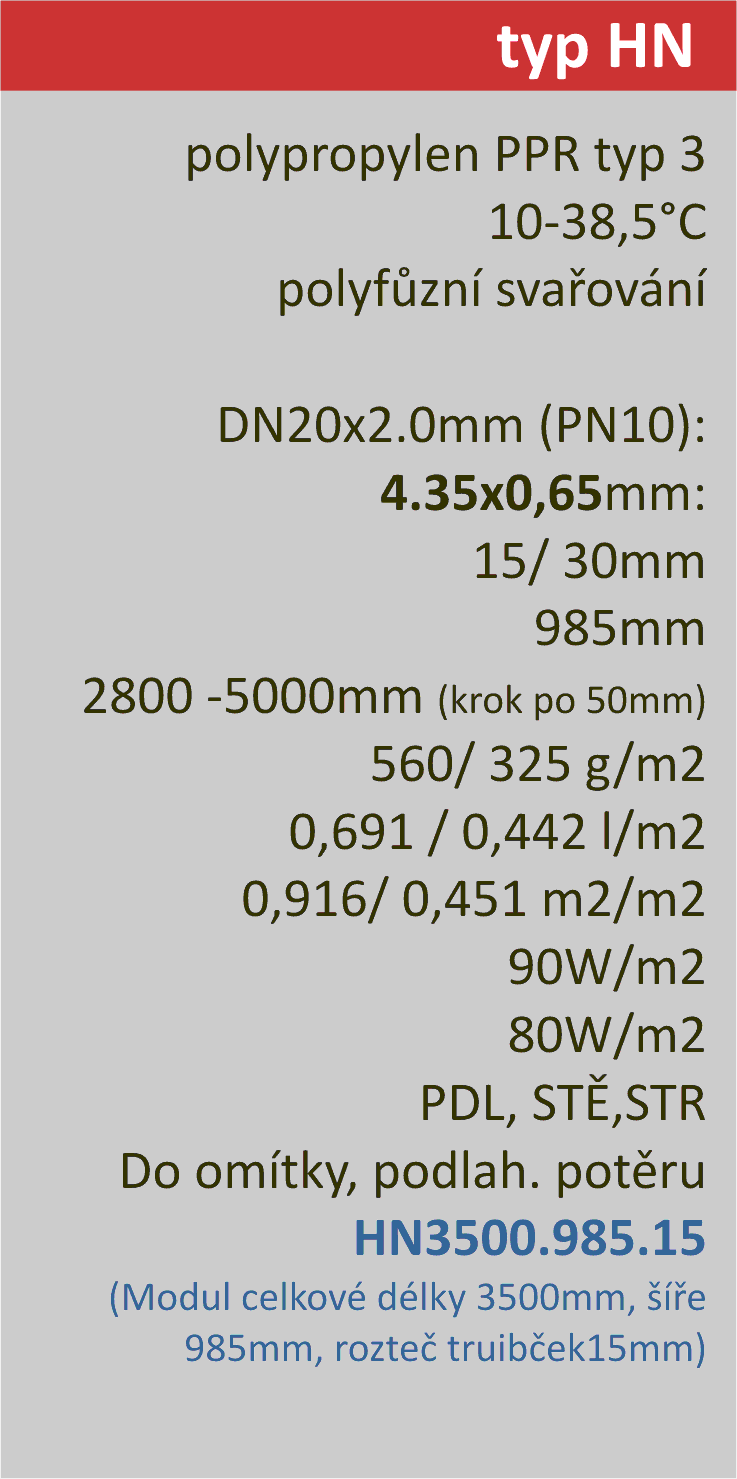 kapil&aacute;rn&iacute; rohož typ HN technick&yacute; popis