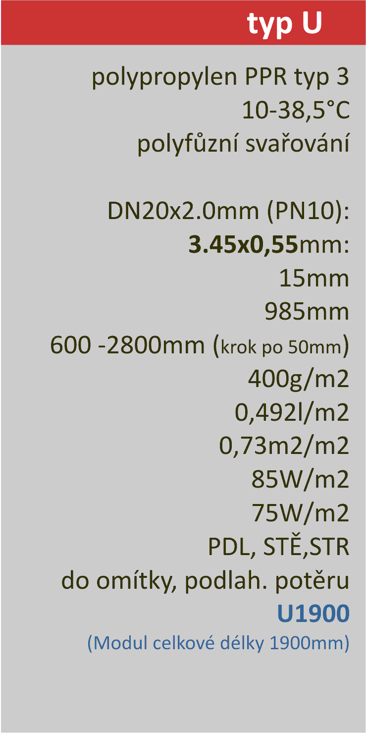 kapil&aacute;rn&iacute; rohož typ U technick&yacute; popis