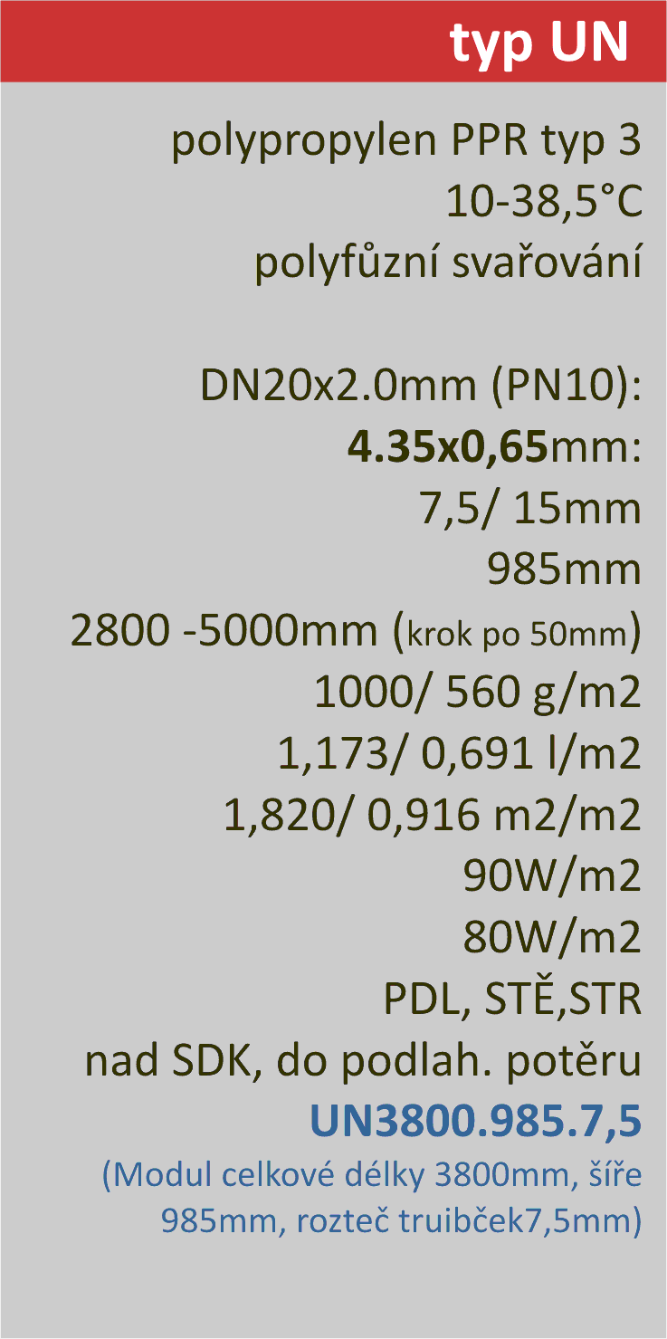 kapil&aacute;rn&iacute; rohož typ UN technick&yacute; popis